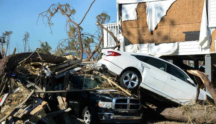Hurricane Michael damage at a beach-side community in Mexico Beach, Florida.
