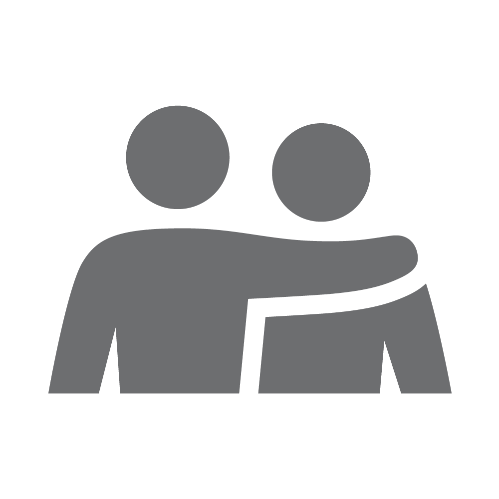 Icon of volunteer with arm around a customer