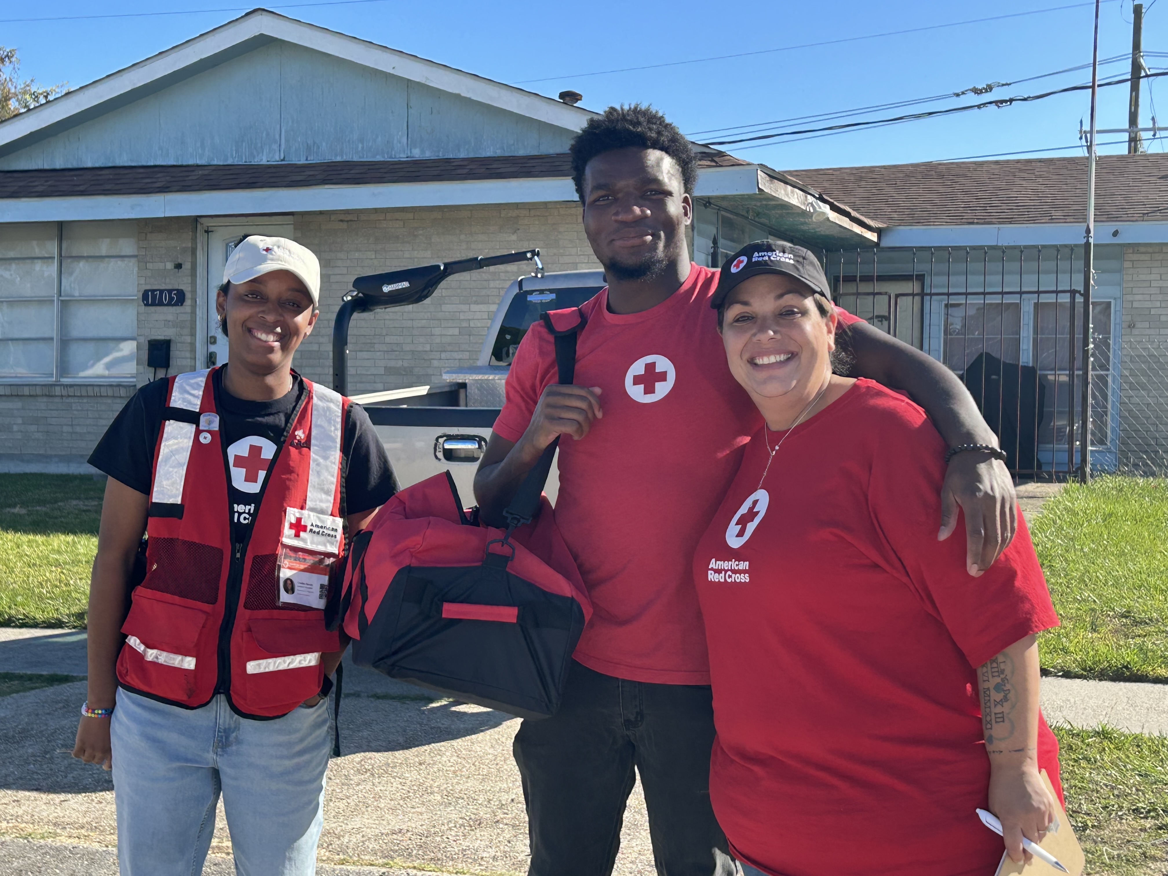 red cross volunteers during sound the alarm event